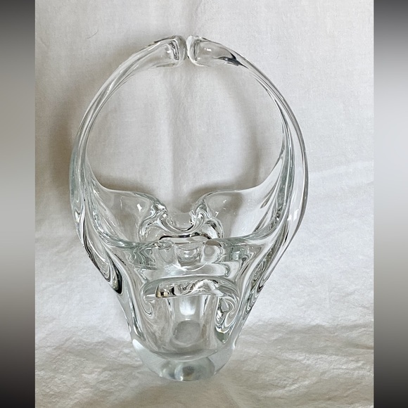 Murano Hand Blown Crystal Clear Glass Basket -  Collectible Glass - Picture 2 of 10